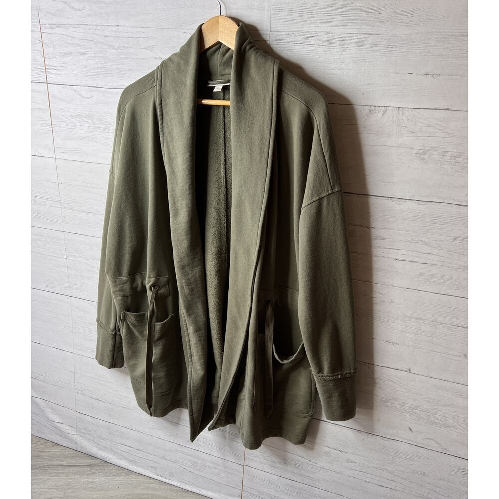 Knox Rose Jacket Womens Size XL Olive Green Drape Front Cotton Blend Pockets - Picture 5 of 16